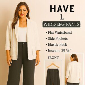 Have L/Straight-Leg Black Textured Weave Pants Minimalist Boho Coastal NWOT